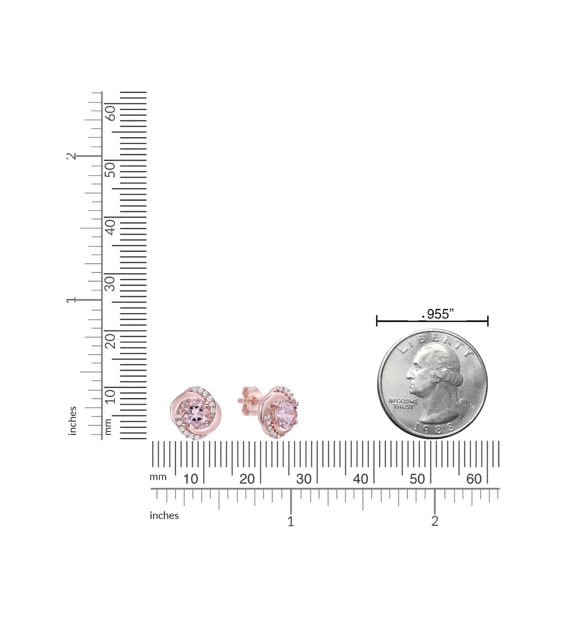 7/8 ct. t.w. Morganite and 1/10 ct. t.w. Diamond Earrings in 10K Rose Gold