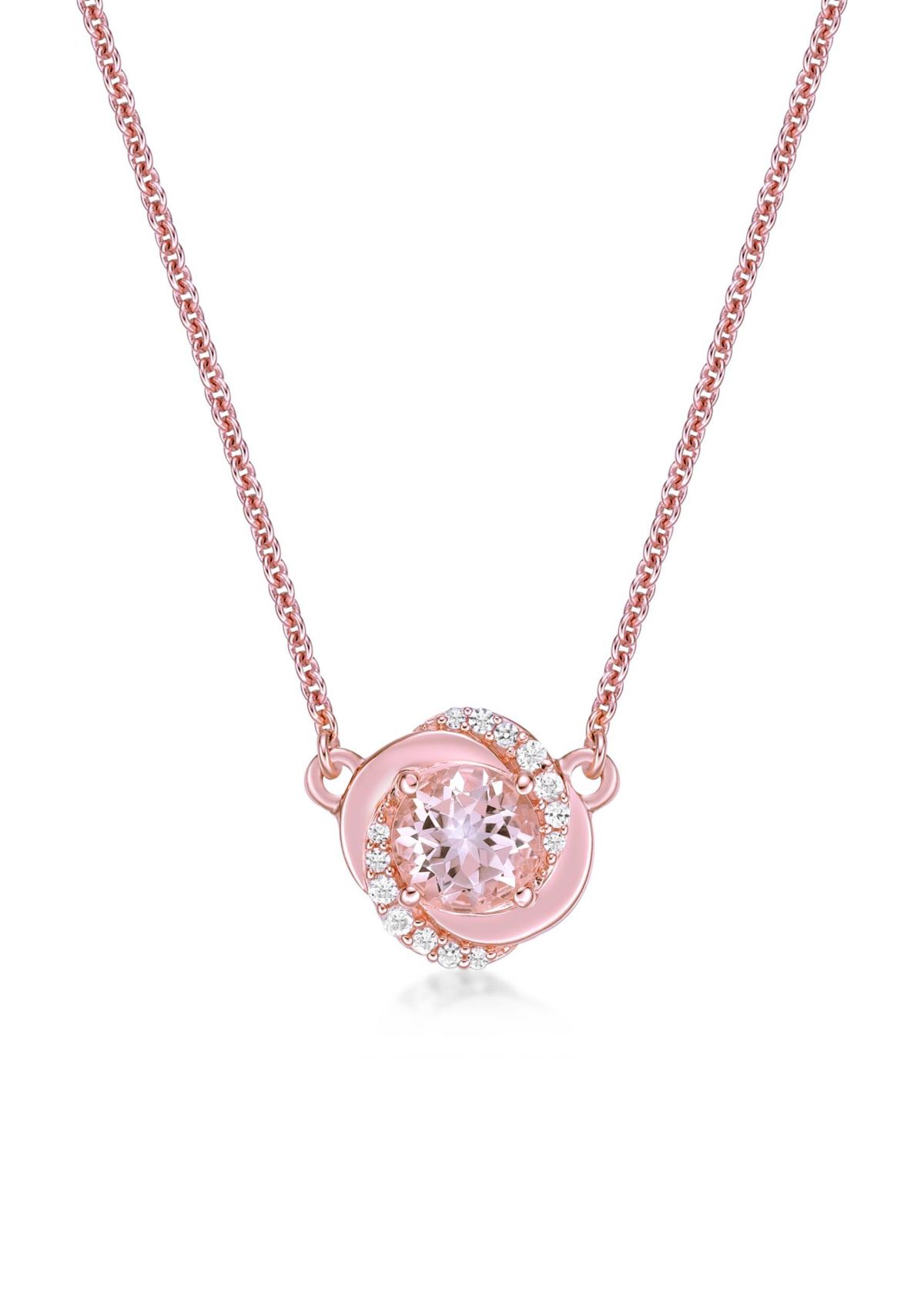3/4 ct. t.w. Morganite and 1/10 ct. t.w. Diamond Pendant Necklace in 10K Rose Gold