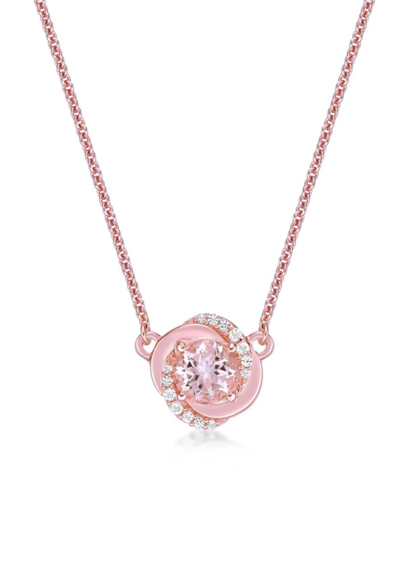 3/4 ct. t.w. Morganite and 1/10 ct. t.w. Diamond Pendant Necklace in 10K Rose Gold