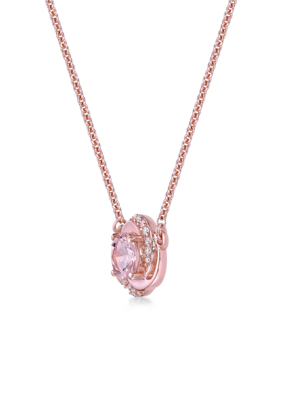 3/4 ct. t.w. Morganite and 1/10 ct. t.w. Diamond Pendant Necklace in 10K Rose Gold