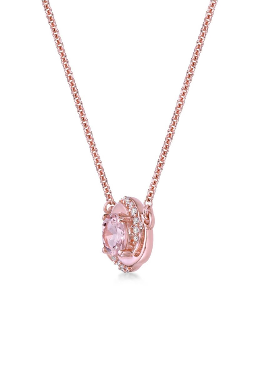 3/4 ct. t.w. Morganite and 1/10 ct. t.w. Diamond Pendant Necklace in 10K Rose Gold