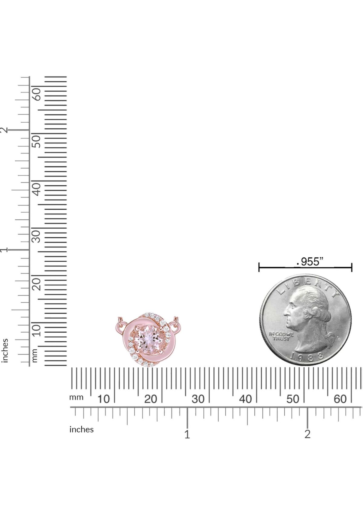 3/4 ct. t.w. Morganite and 1/10 ct. t.w. Diamond Pendant Necklace in 10K Rose Gold