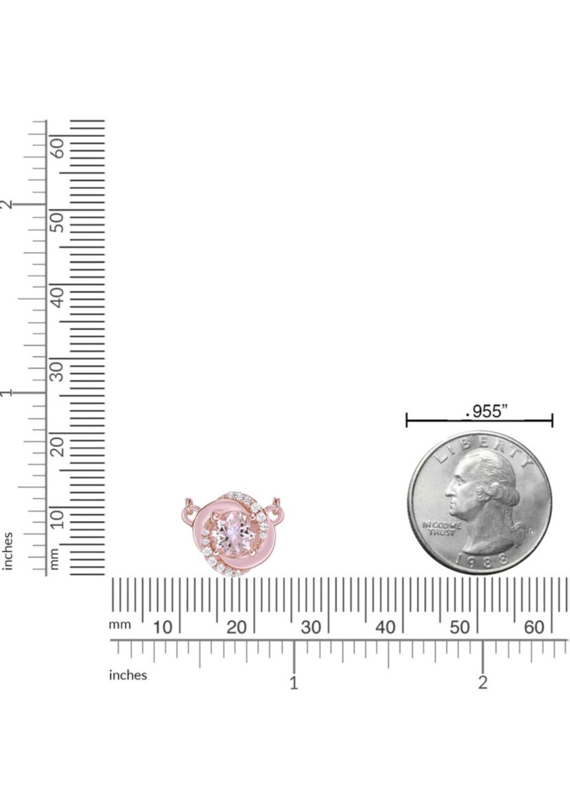 3/4 ct. t.w. Morganite and 1/10 ct. t.w. Diamond Pendant Necklace in 10K Rose Gold