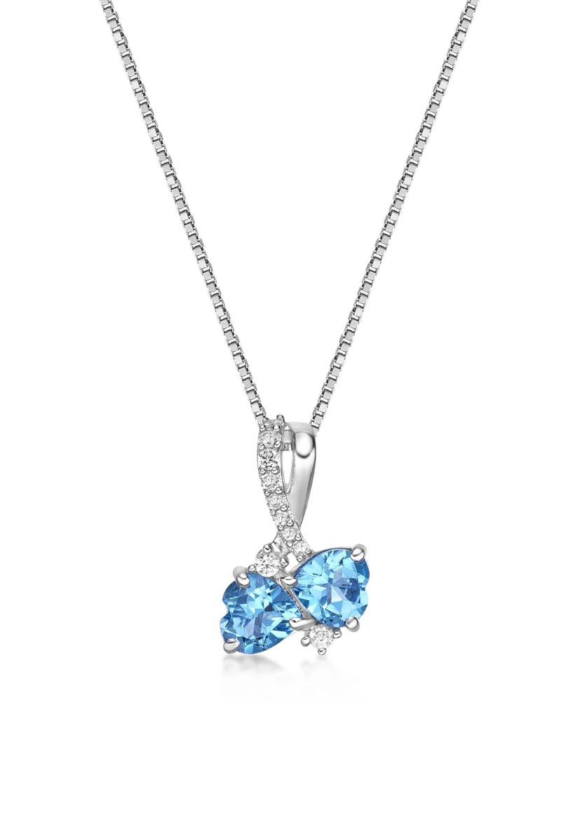 1 1/5 ct. t.w. Blue Topaz and 7/8 ct. t.w. Created White Sapphire Pendant in Sterling Silver