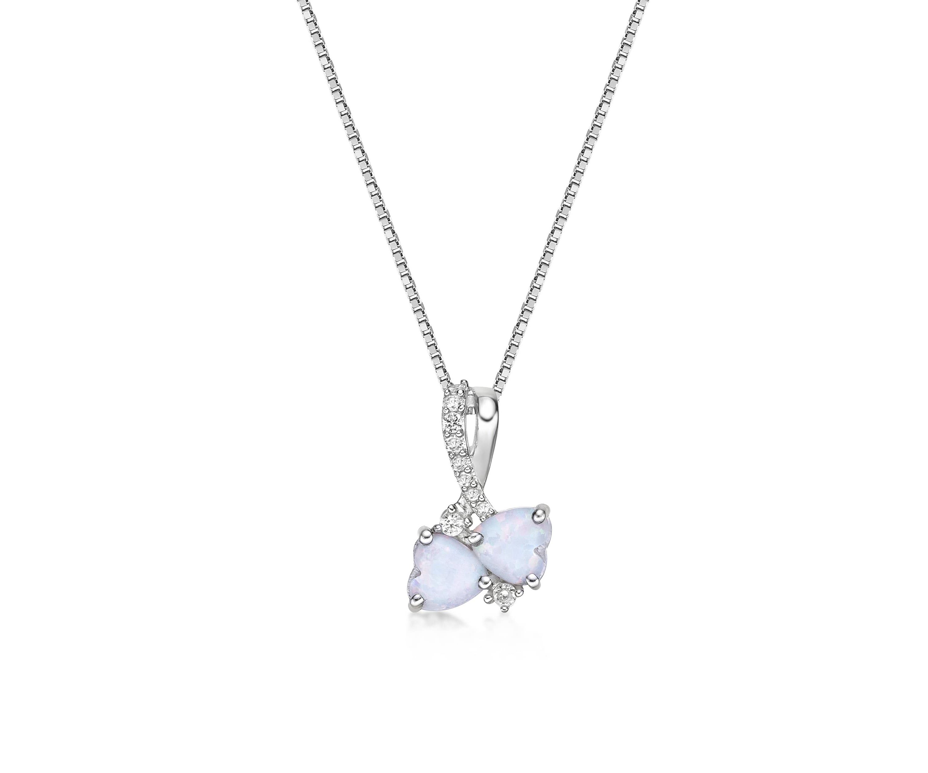 Lab Created 1 ct. t.w. Created Opal and 7/8 ct. t.w. Created White Sapphire Pendant in Sterling Silver