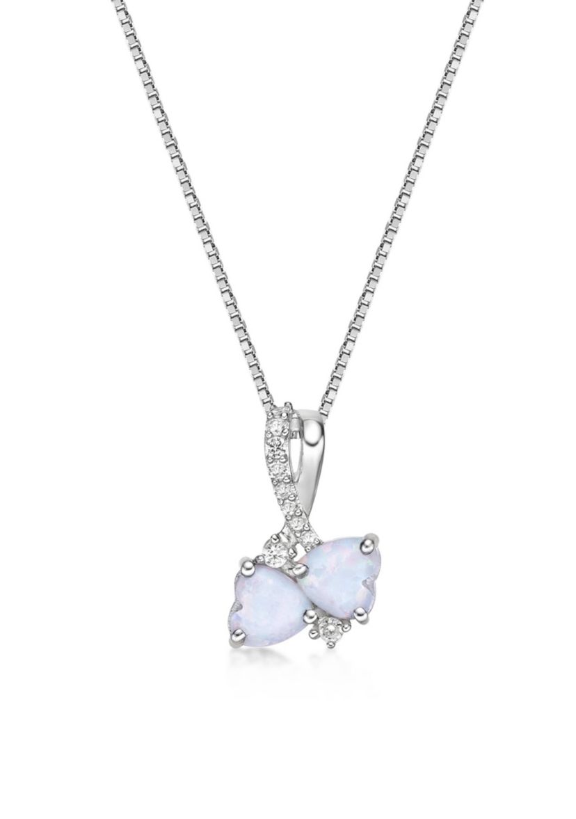 Lab Created 1 ct. t.w. Created Opal and 7/8 ct. t.w. Created White Sapphire Pendant in Sterling Silver