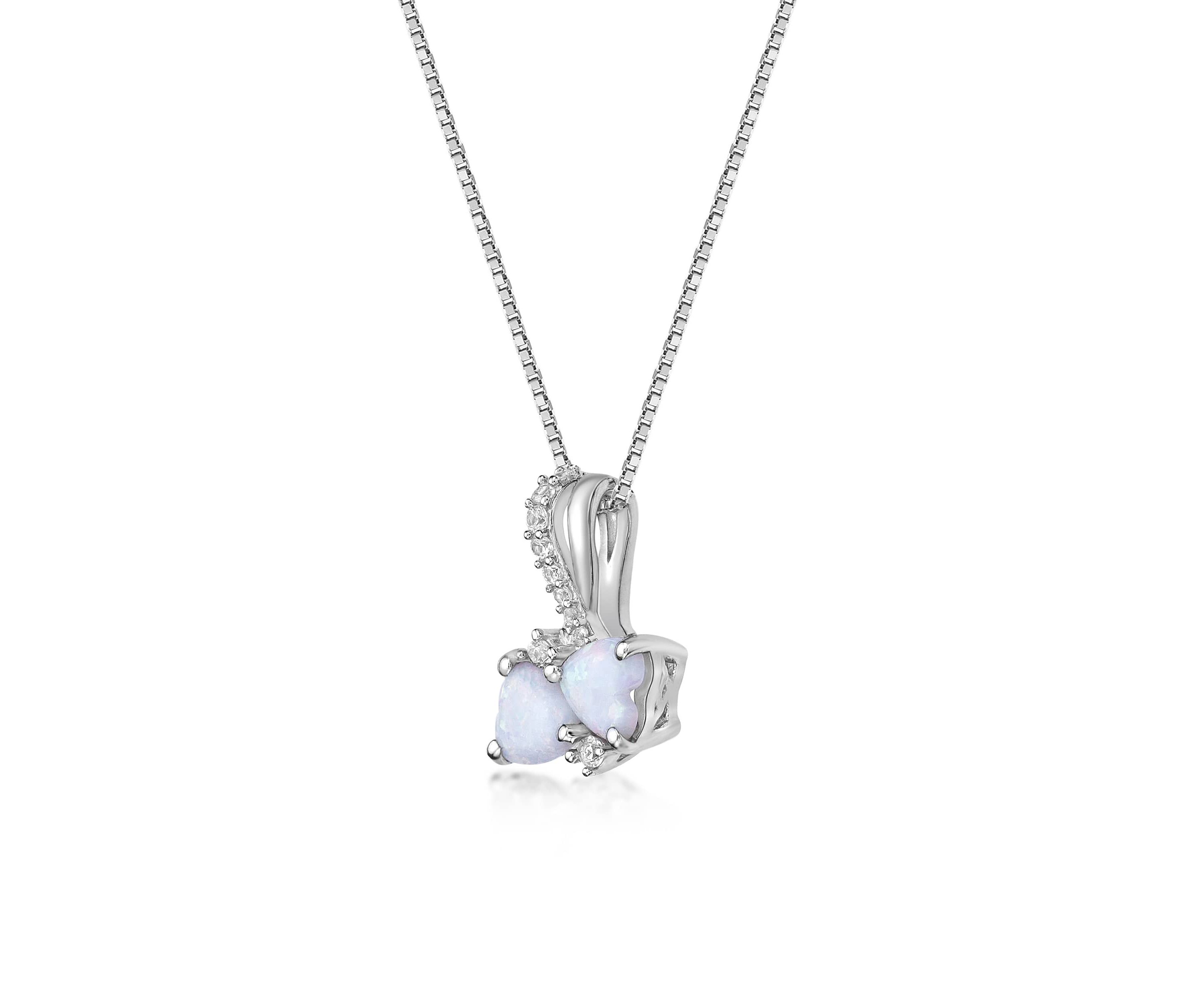 Lab Created 1 ct. t.w. Created Opal and 7/8 ct. t.w. Created White Sapphire Pendant in Sterling Silver