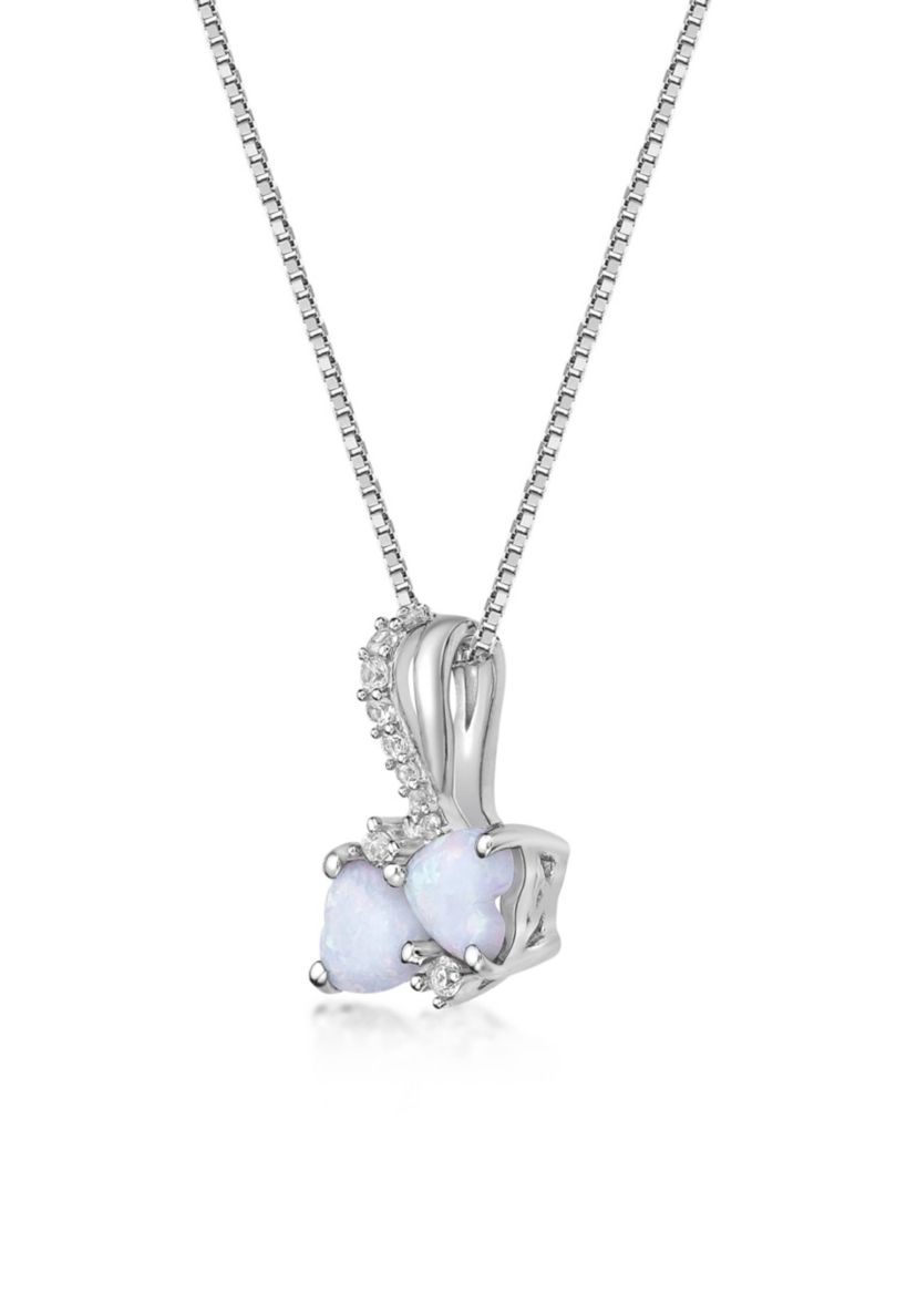 Lab Created 1 ct. t.w. Created Opal and 7/8 ct. t.w. Created White Sapphire Pendant in Sterling Silver