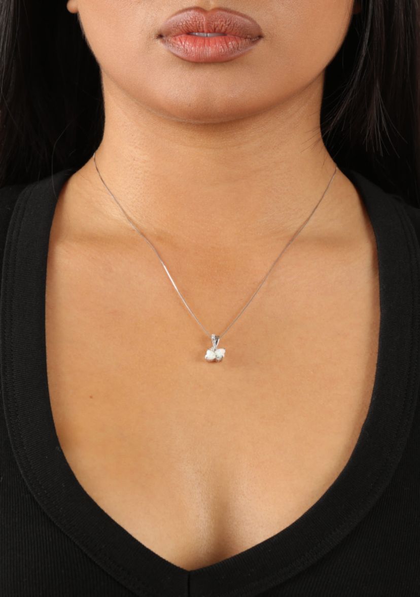 Lab Created 1 ct. t.w. Created Opal and 7/8 ct. t.w. Created White Sapphire Pendant in Sterling Silver