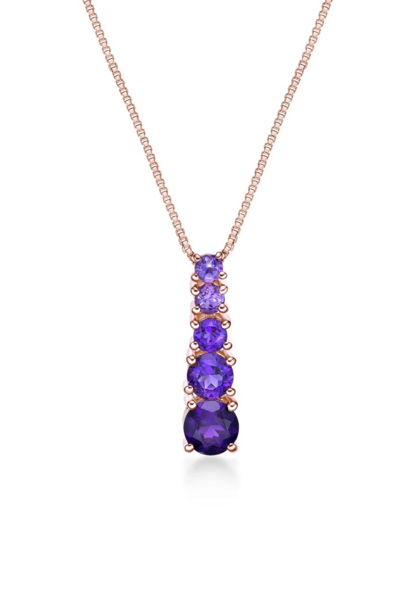 1 ct. t.w.Amethyst Pendant Necklace in 2 Micron Rose Gold Plated Sterling Silver
