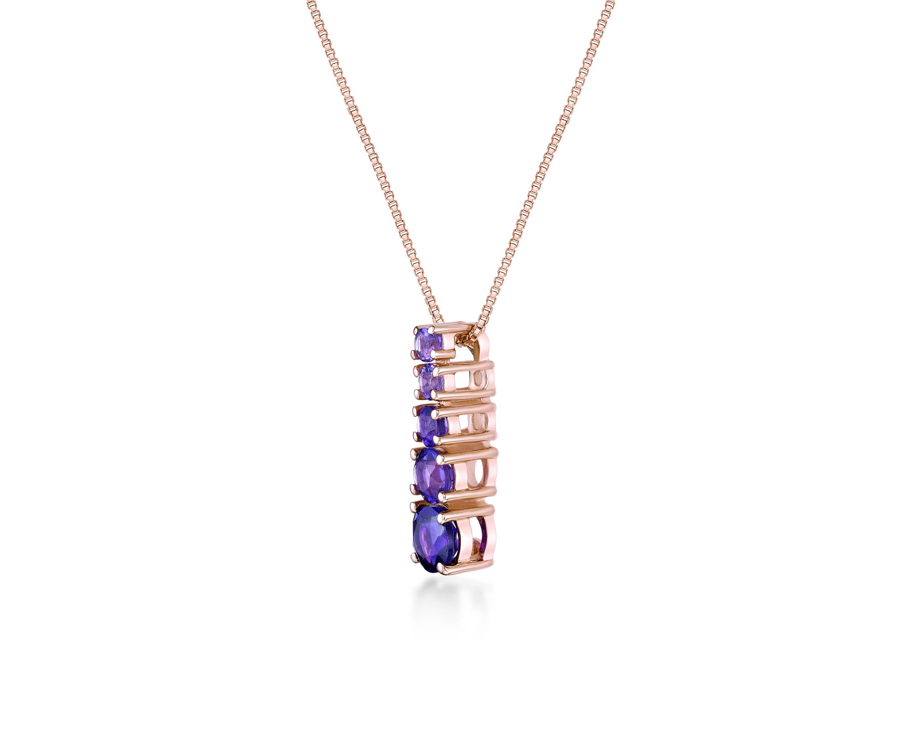 1 ct. t.w.Amethyst Pendant Necklace in 2 Micron Rose Gold Plated Sterling Silver