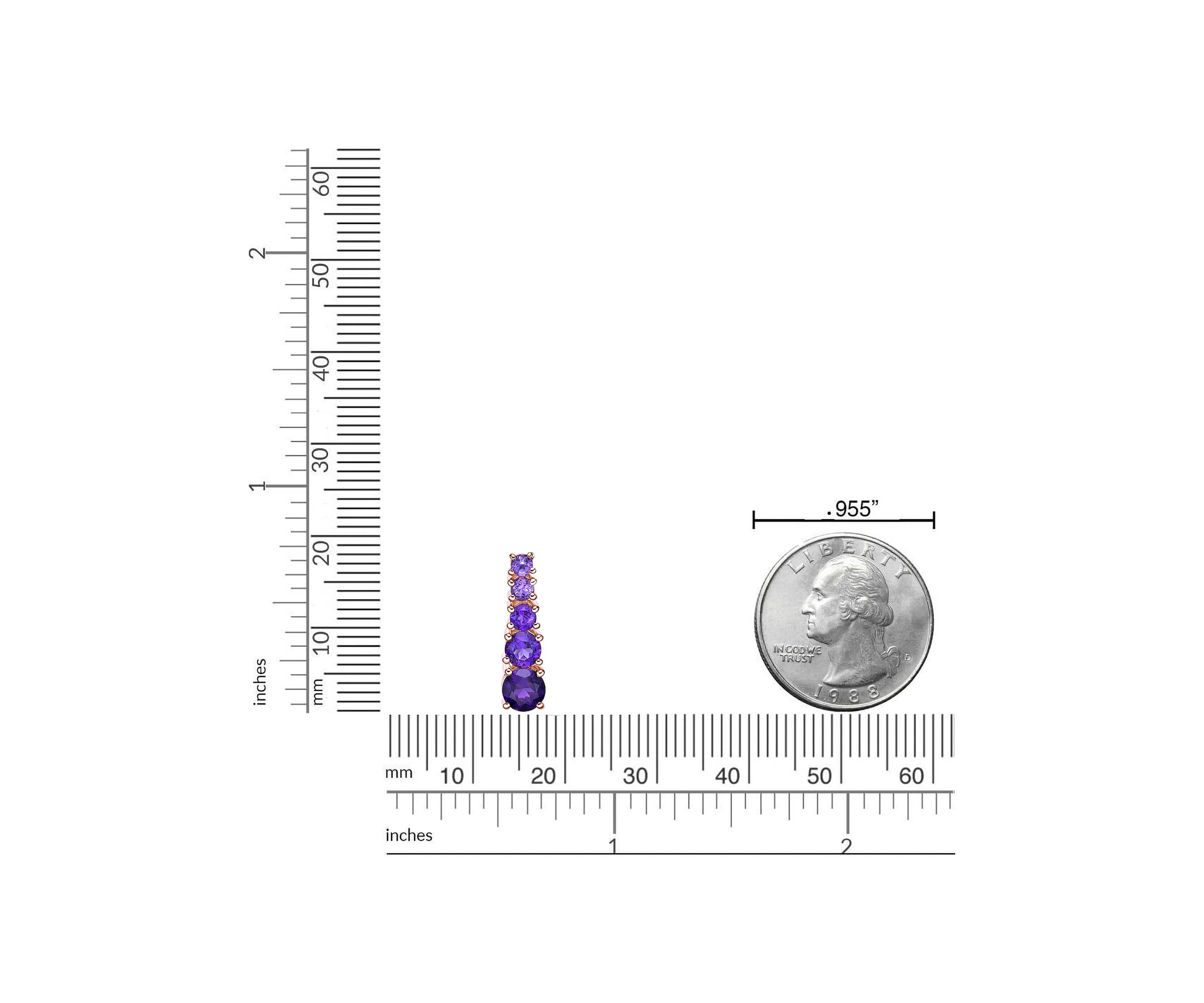 1 ct. t.w.Amethyst Pendant Necklace in 2 Micron Rose Gold Plated Sterling Silver