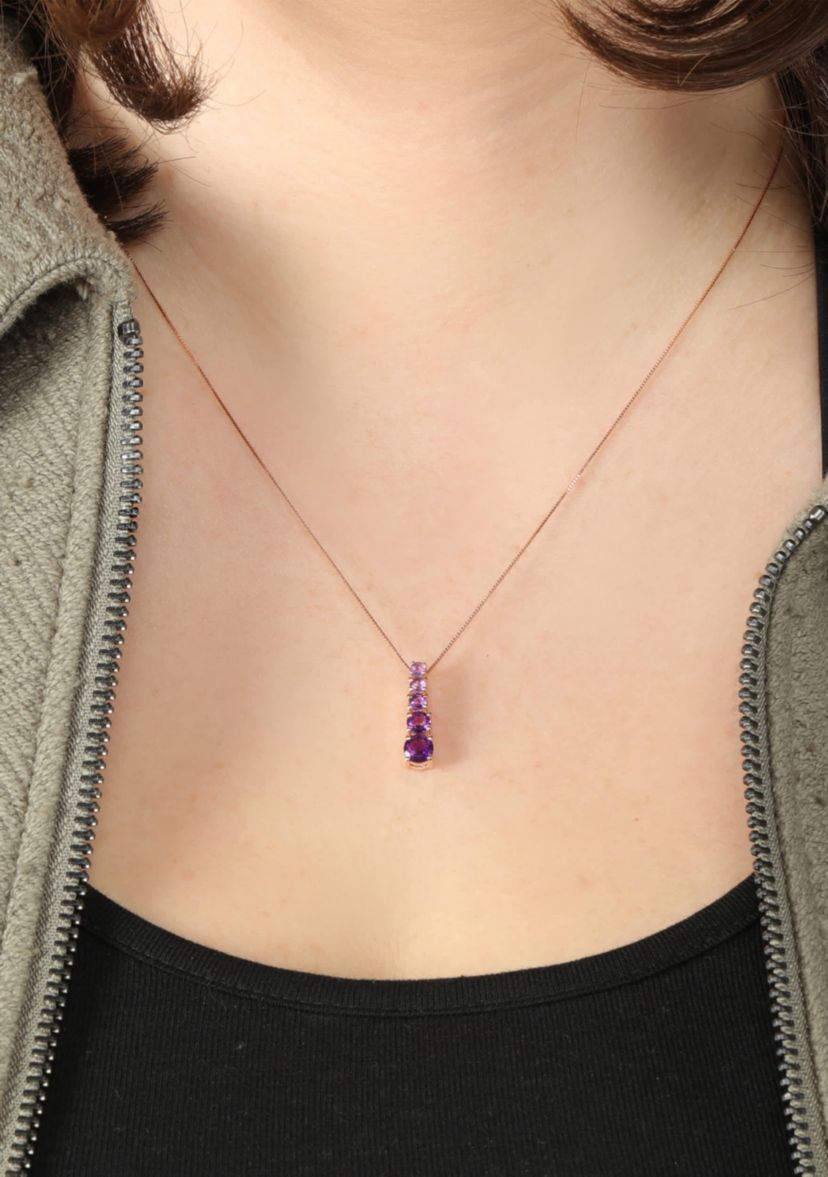 1 ct. t.w.Amethyst Pendant Necklace in 2 Micron Rose Gold Plated Sterling Silver