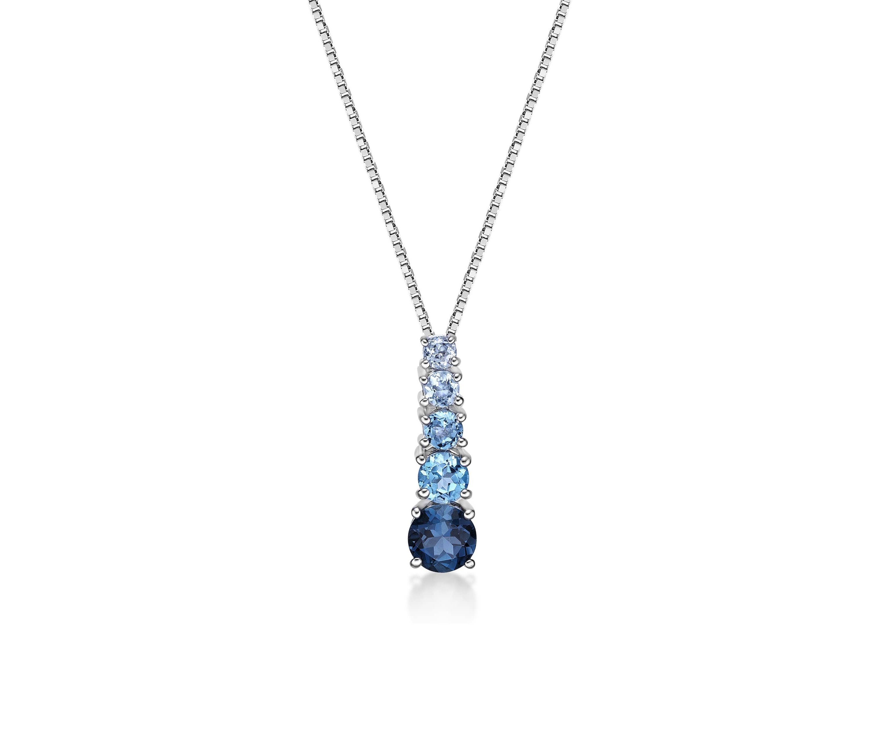 1 1/3 ct. t.w.Blue Topaz Pendant Necklace in Sterling Silver