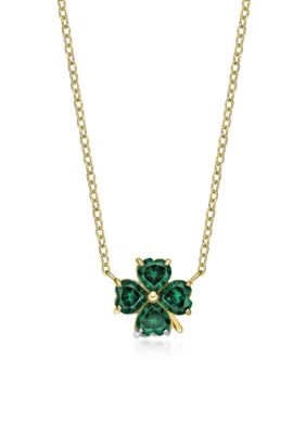 Gemminded Lab Created 2 ct. t.w. Created Emerald Pendant Necklace in 2 Micron Gold Plated Sterling Silver