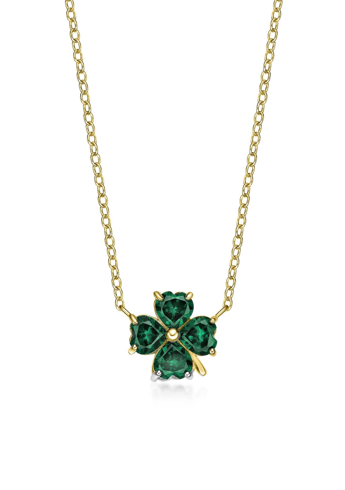 Lab Created 2 ct. t.w. Created Emerald Pendant Necklace in 2 Micron Gold Plated Sterling Silver