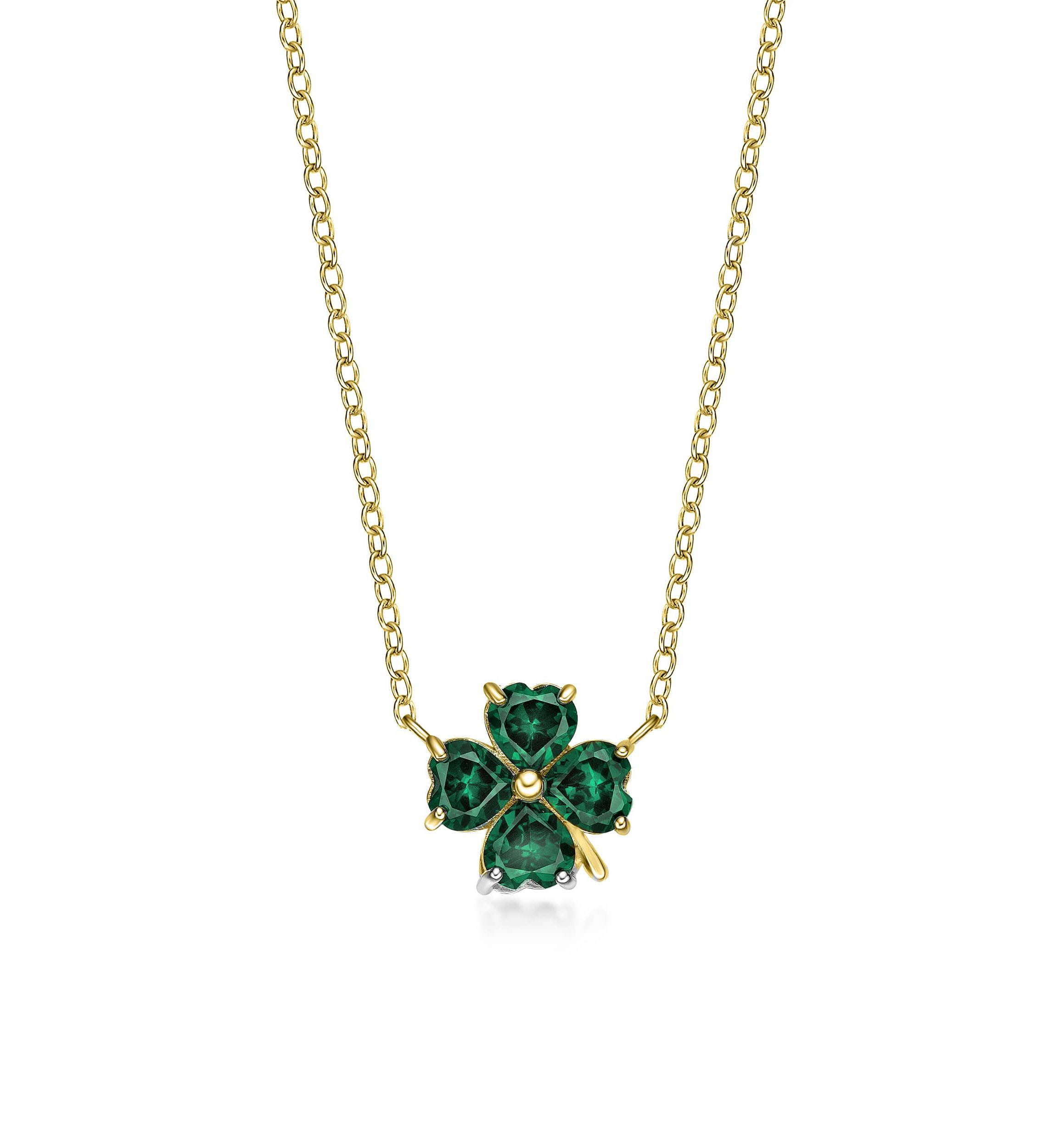 Lab Created 2 ct. t.w. Created Emerald Pendant Necklace in 2 Micron Gold Plated Sterling Silver