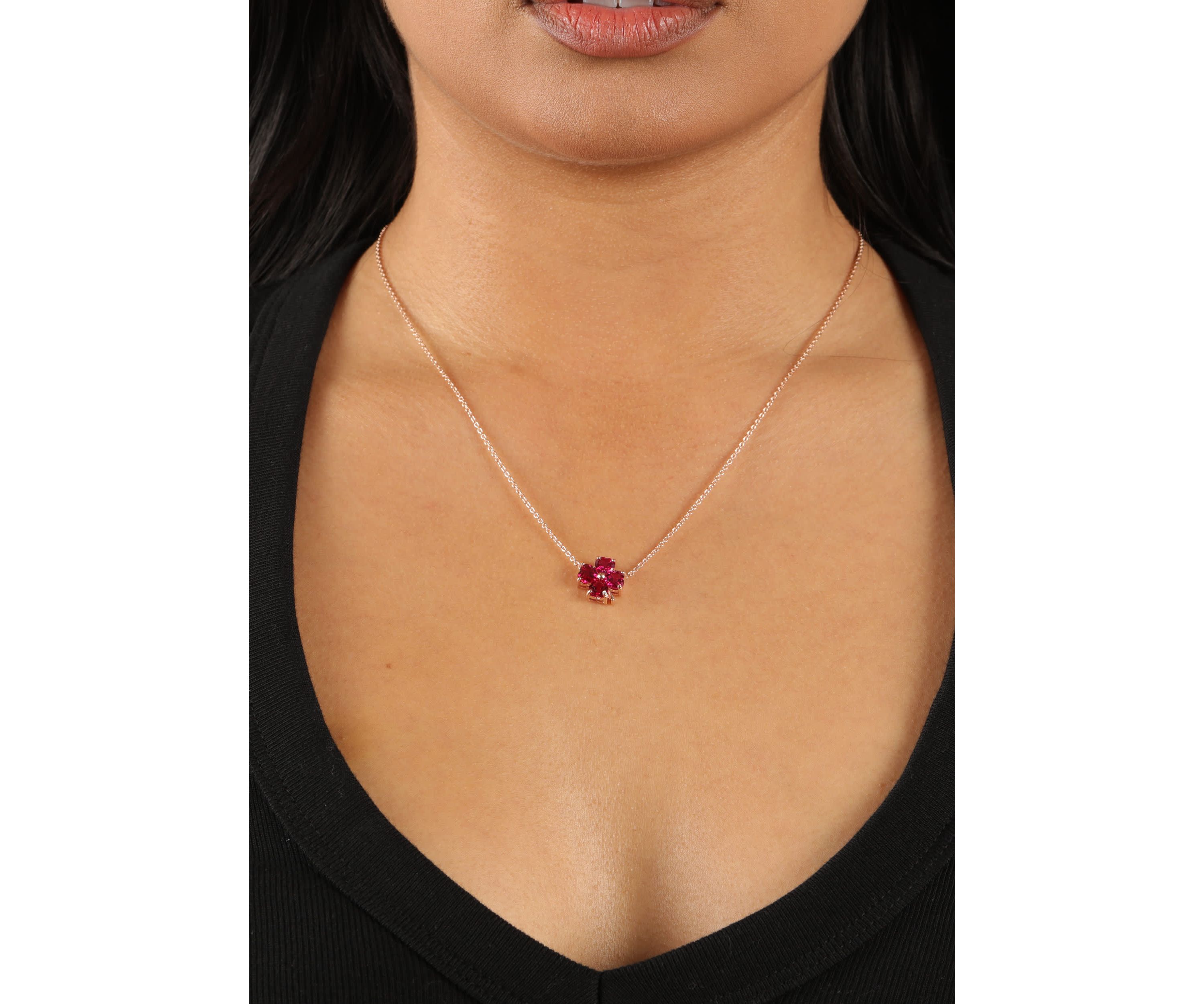 Lab Created 2 3/8 ct. t.w. Created Ruby Pendant Necklace in 2 Micron Rose Gold Plated Sterling Silver