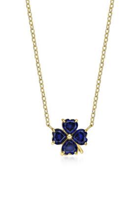 Gemminded Lab Created 2 3/8 ct. t.w. Created Sapphire Pendant Necklace in 2 Micron Gold Plated Sterling Silver, Blue, 18 in