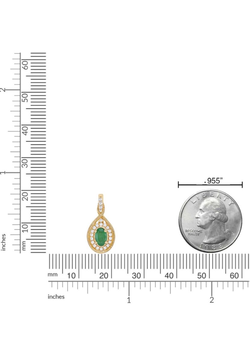 0.8 ct. t.w. Emerald and 0.15 ct. t.w. Diamond Pendant Necklace in 10K Gold