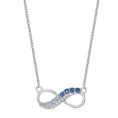 Gemminded 3/8 ct. t.w. ISQA Certified London Blue, Sky Blue Topaz and Created White Sapphire Pendant Necklace in Sterling Silver
