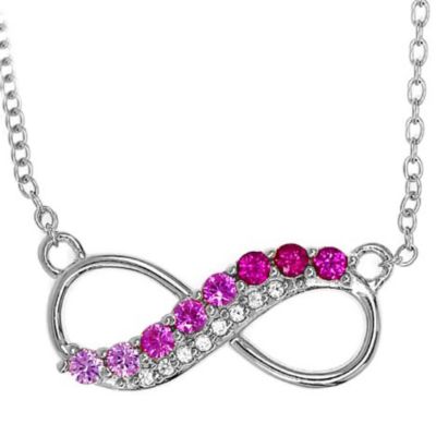 Gemminded Lab Created 3/8 ct. t.w. Created Ruby, Created Pink Sapphire and Created White Sapphire Infinity Pendant Necklace in Sterling Silver