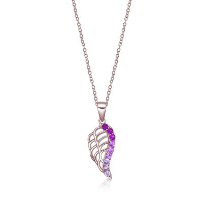 Gemminded Lab Created 1/2 ct. t.w. Created Ruby, Created Pink Sapphire and Created White Sapphire Wing Pendant Necklace in Sterling Silver
