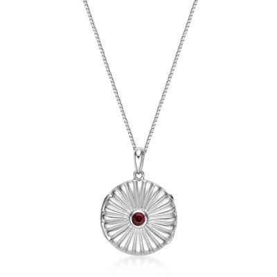 Gemminded Lab Created 0.16 ct. t.w. Garnet Locket Pendant in Sterling Silver, Red, 18 in