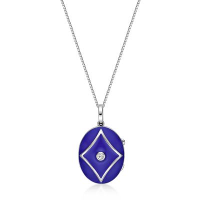 Gemminded Lab Created 0.2 ct. t.w. Created White Sapphire Locket Pendant in Sterling Silver, 18 in