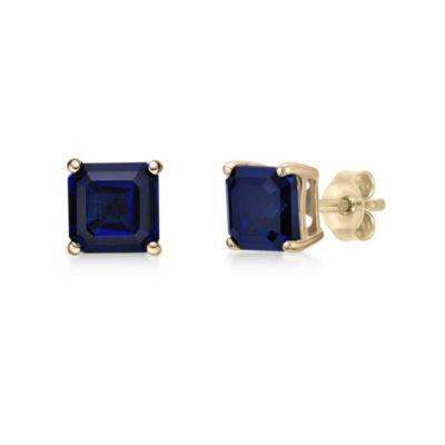 Gemminded Lab Created 1.96 ct. t.w. Created Sapphire Earrings in 10K Gold, Blue