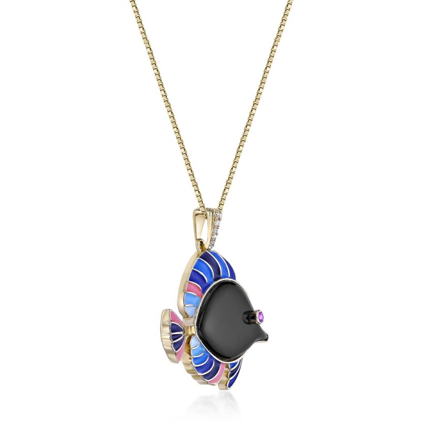 7 ct. t.w. Black Onyx, Rhodolite Garnet and Created White Sapphire Pendant Necklace in 2 micron Gold Plated Silver
