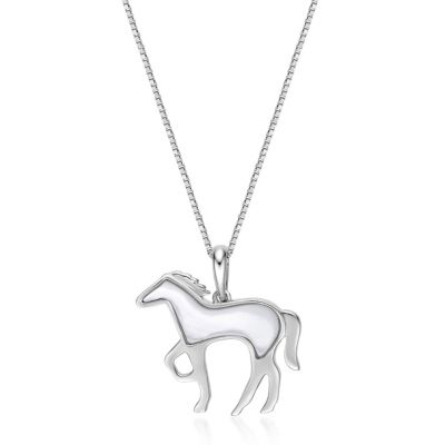 Gemminded 2.8 ct. t.w. Mother of Pearl Horse Pendant in Sterling Silver