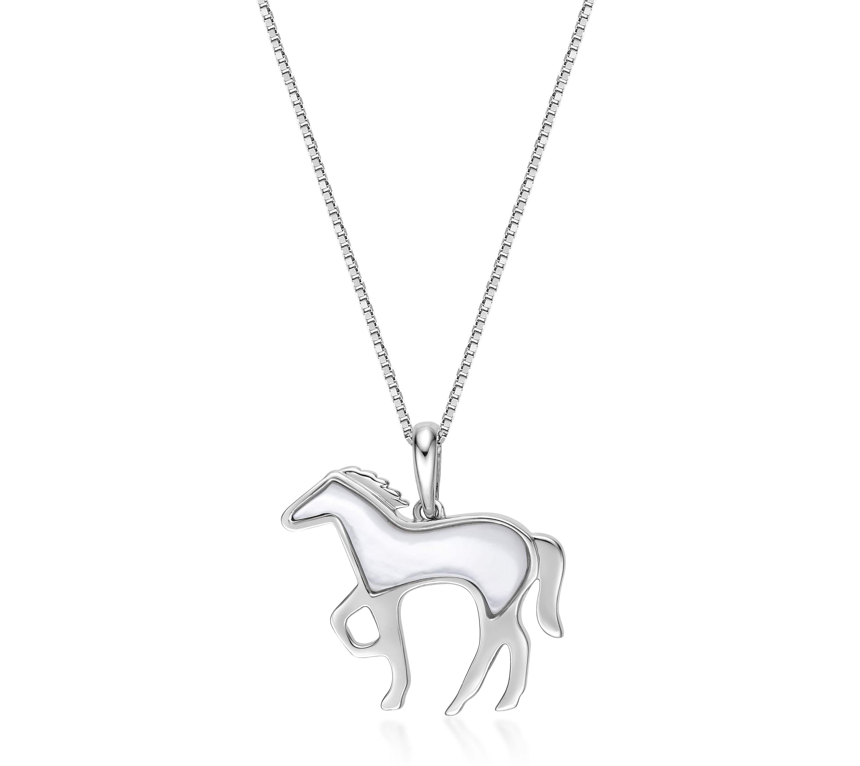 2.8 ct. t.w. Mother of Pearl Horse Pendant in Sterling Silver