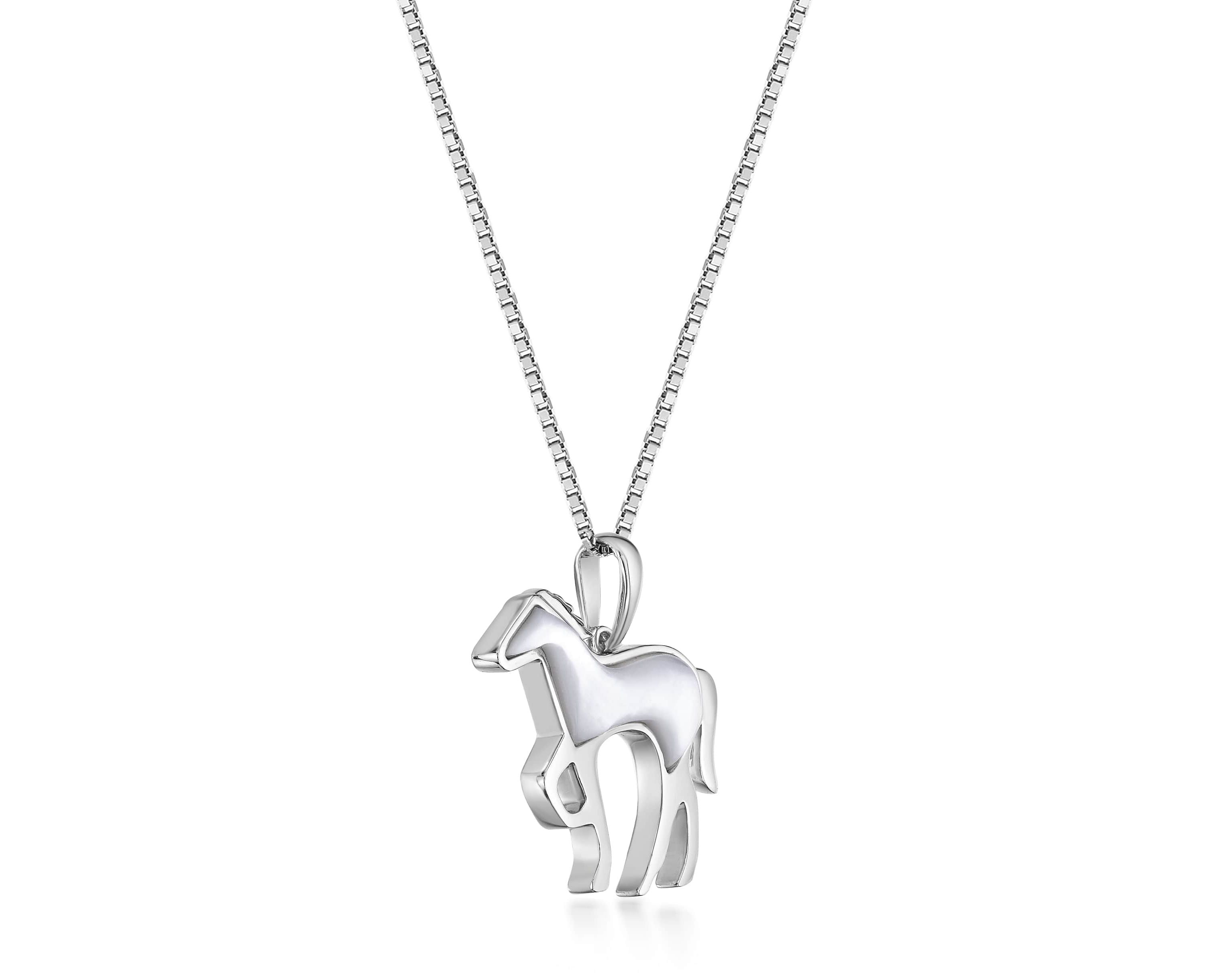 2.8 ct. t.w. Mother of Pearl Horse Pendant in Sterling Silver
