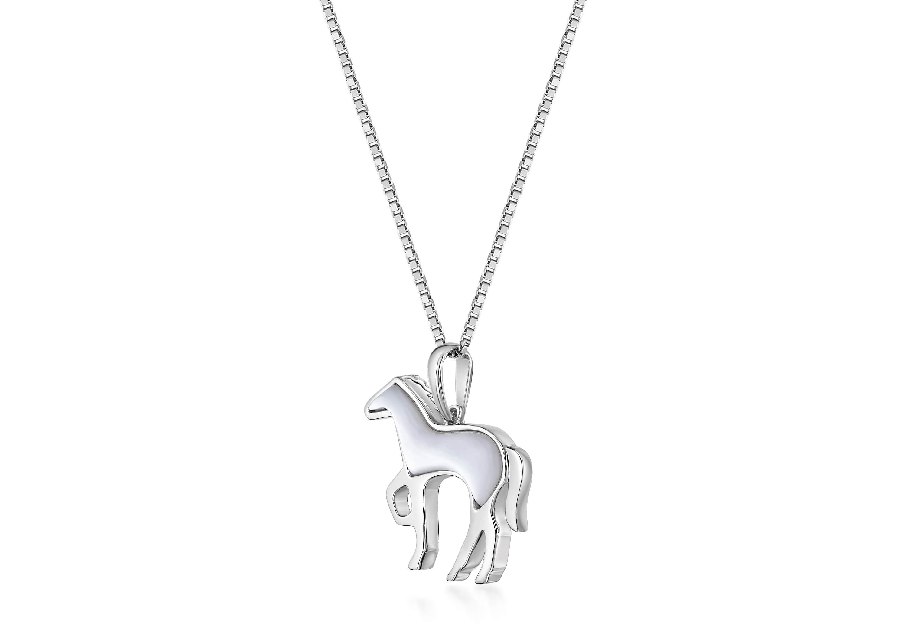 2.8 ct. t.w. Mother of Pearl Horse Pendant in Sterling Silver