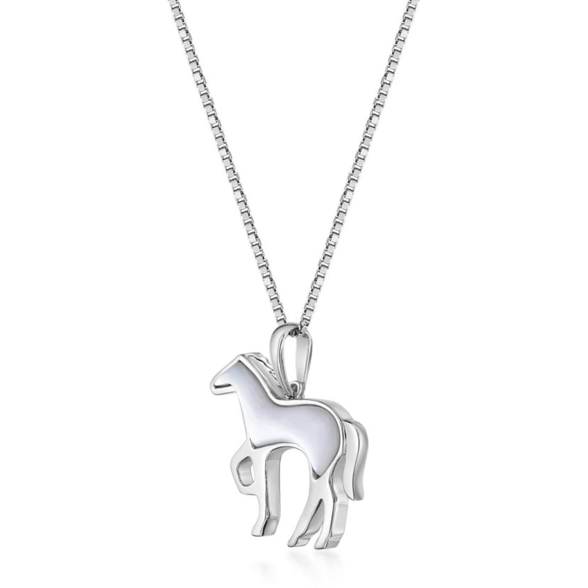 2.8 ct. t.w. Mother of Pearl Horse Pendant in Sterling Silver