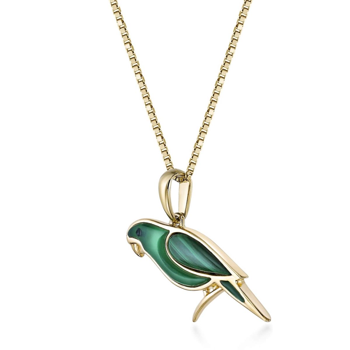 2.11 ct. t.w. Green Onyx and Malachite Bird Pendant in 2 Micron Gold Plated Silver