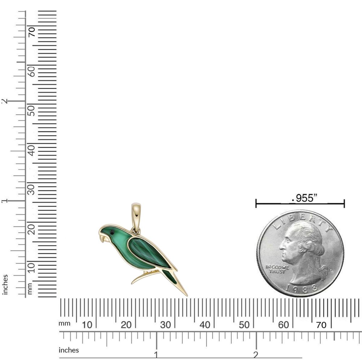2.11 ct. t.w. Green Onyx and Malachite Bird Pendant in 2 Micron Gold Plated Silver