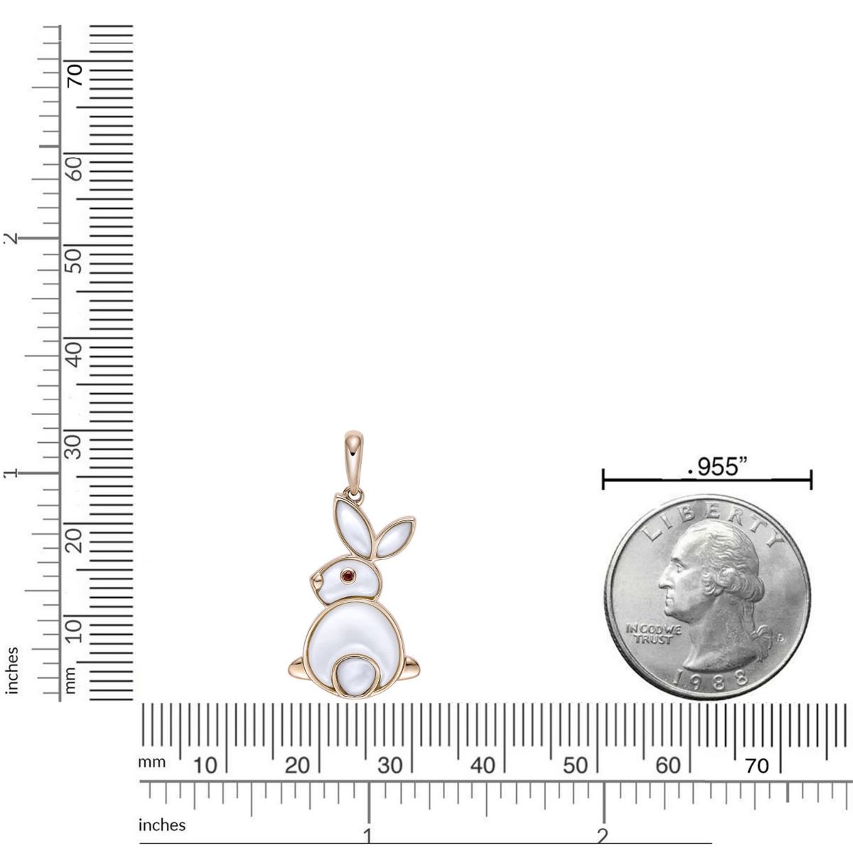 3.51 ct. t.w. Mother of Pearl and Garnet Rabbit Pendant in 2 Micron Gold Plated Silver