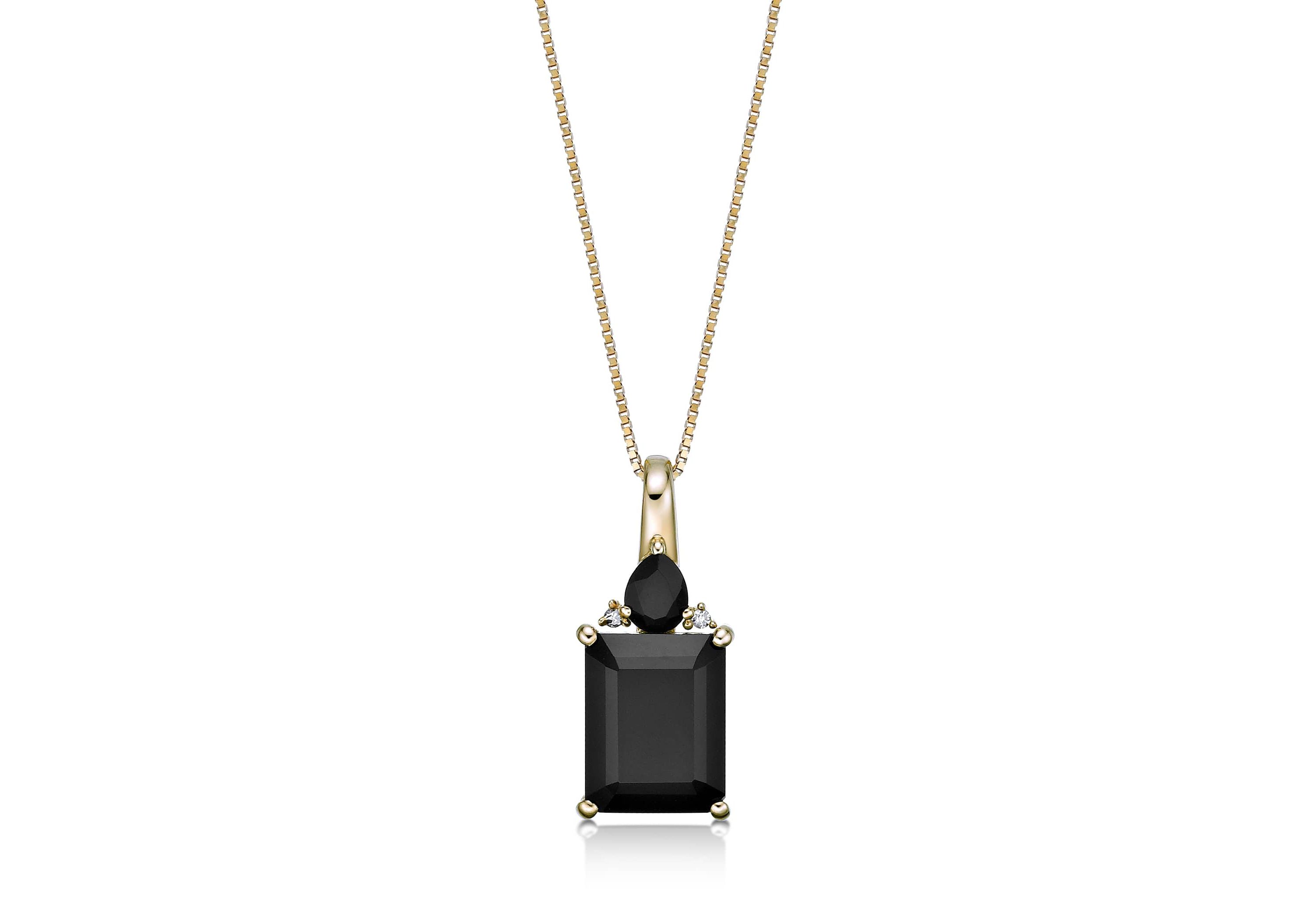 2.08 ct. t.w. Black Onyx and Diamond Accent Pendant Necklace in 10K Gold