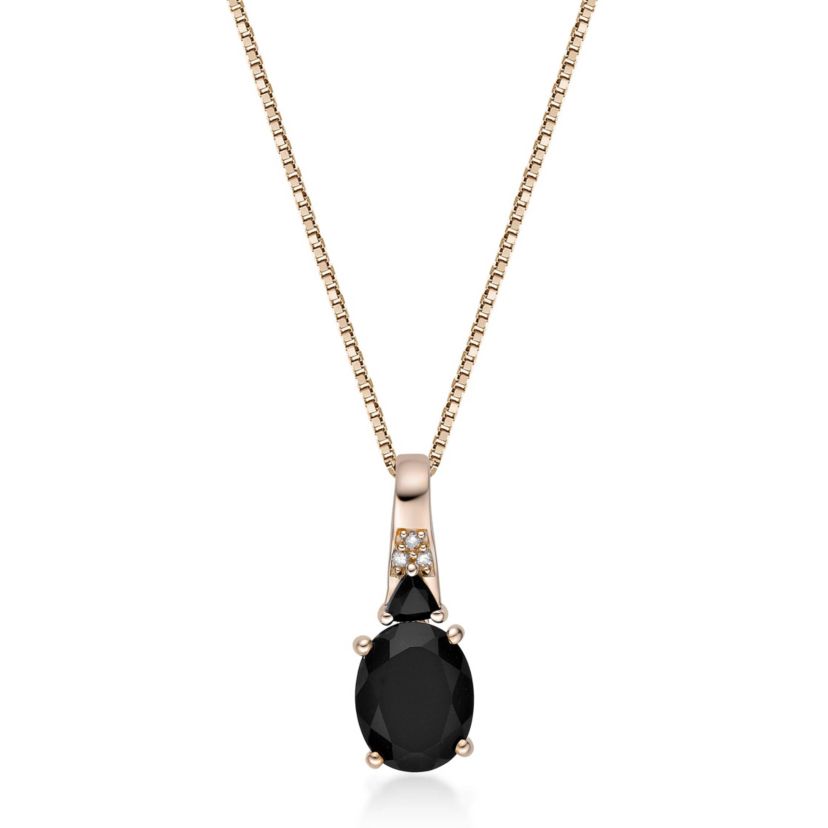 1.8 ct. t.w. Black Onyx and Diamond Accent Pendant Necklace in 10K Gold