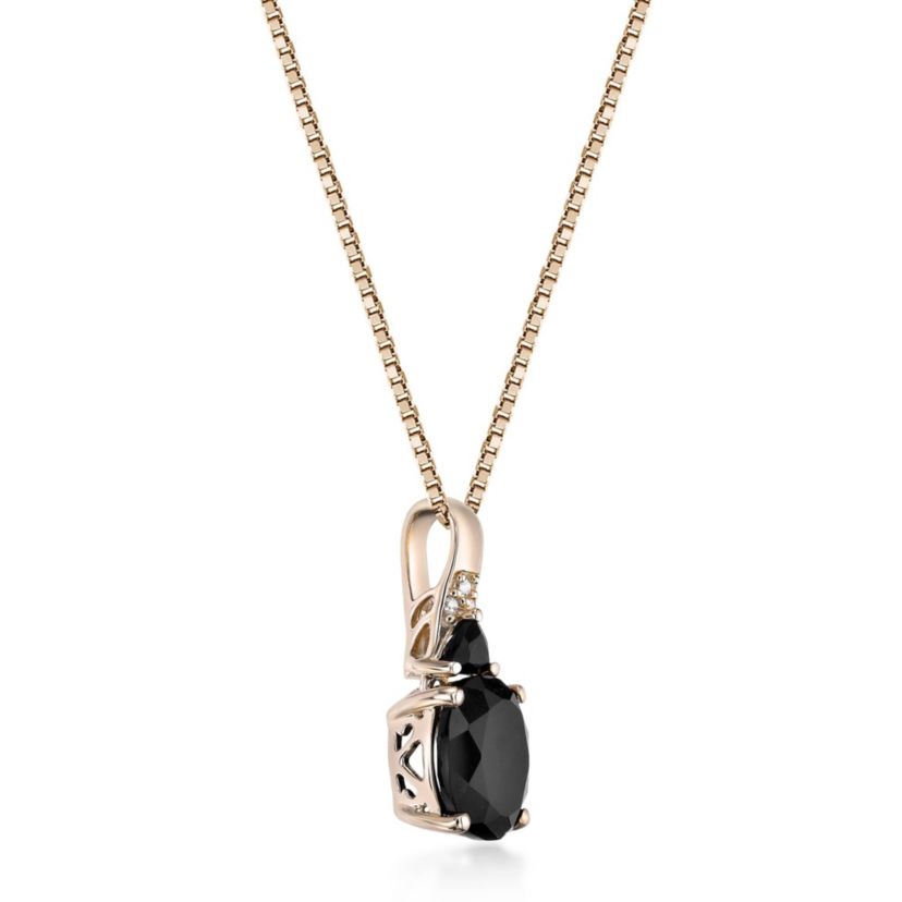 1.8 ct. t.w. Black Onyx and Diamond Accent Pendant Necklace in 10K Gold