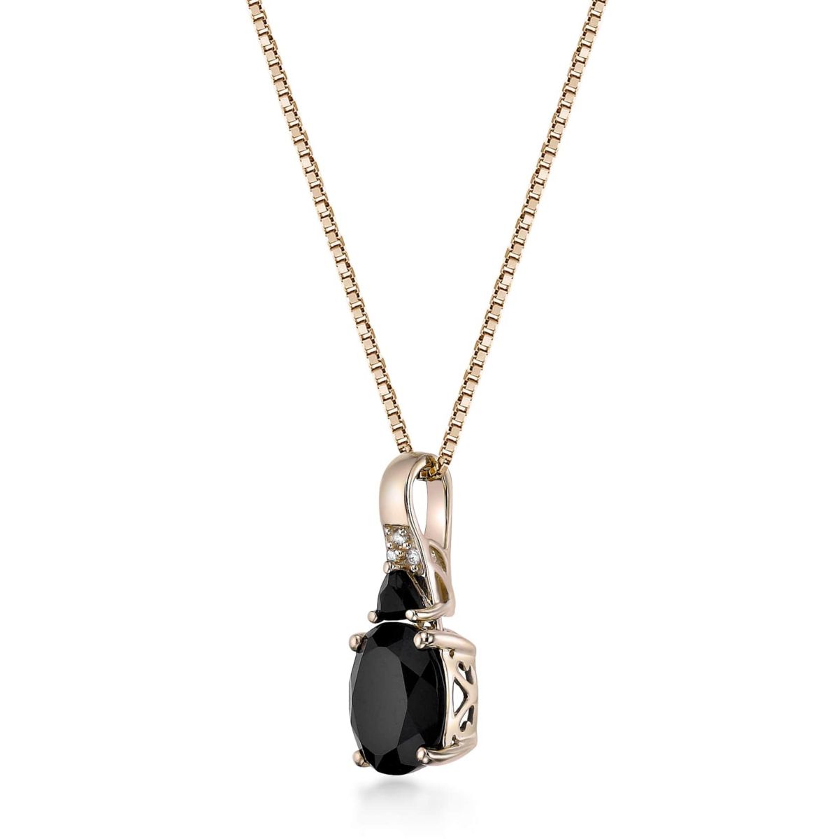 1.8 ct. t.w. Black Onyx and Diamond Accent Pendant Necklace in 10K Gold
