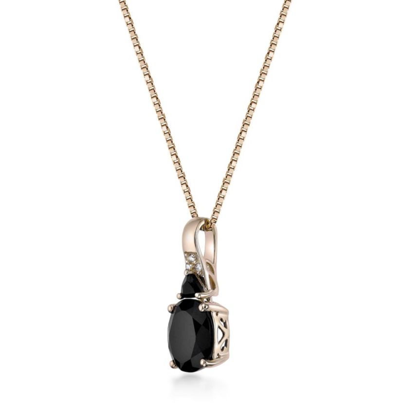 1.8 ct. t.w. Black Onyx and Diamond Accent Pendant Necklace in 10K Gold