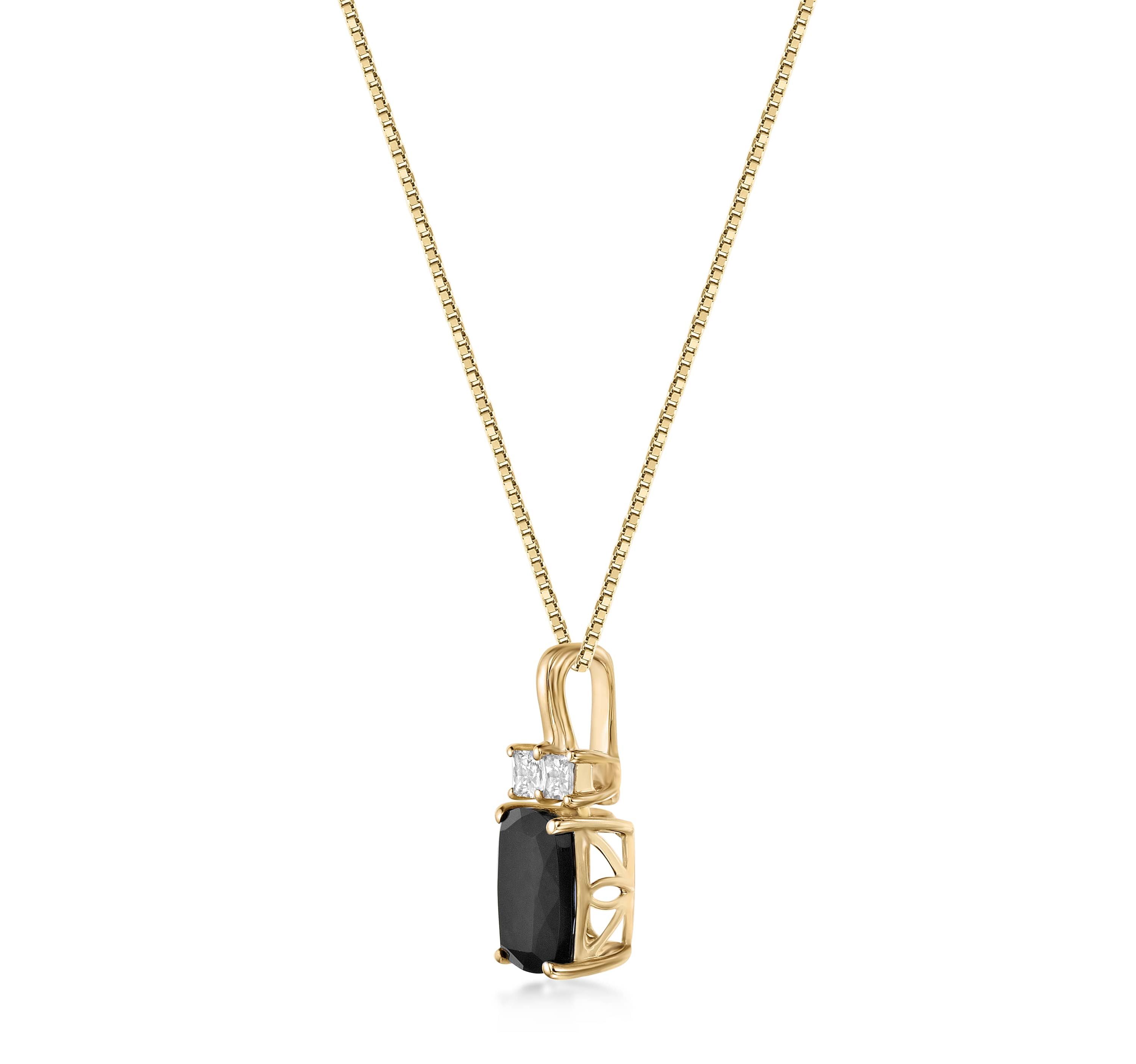 1.76 ct. t.w. Black Onyx and 0.2 ct. t.w. Created White Sapphire Pendant Necklace in 10K Gold
