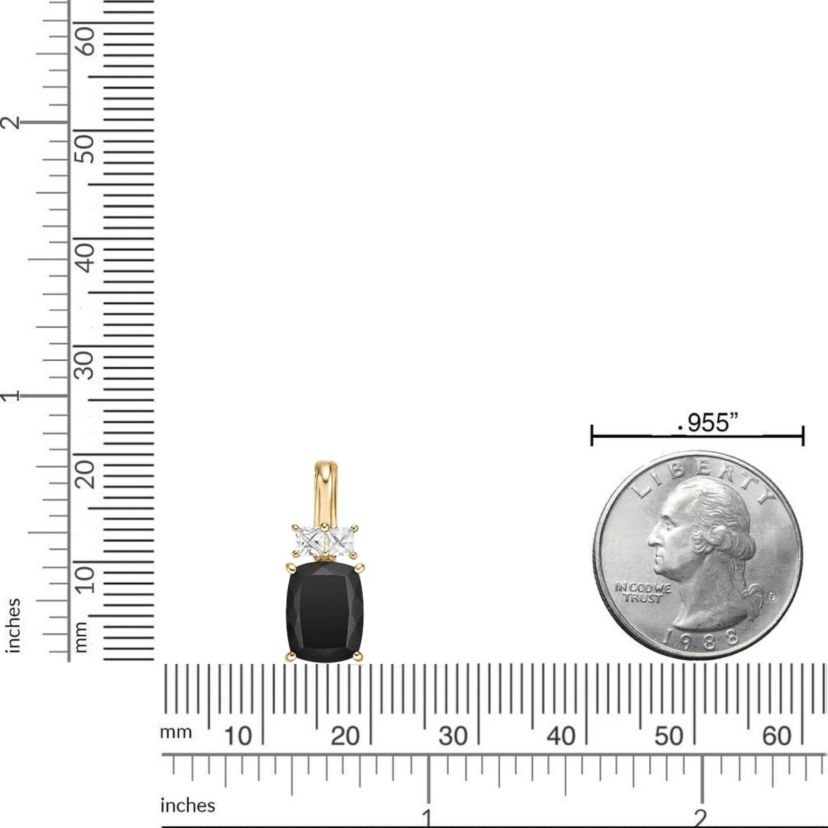 1.76 ct. t.w. Black Onyx and 0.2 ct. t.w. Created White Sapphire Pendant Necklace in 10K Gold