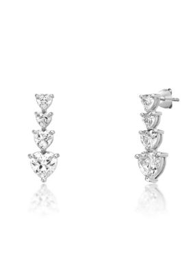Gemminded Lab Created 5 7/8 ct. t.w. Lab-Created White Sapphire Drop Heart Earrings in Sterling Silver