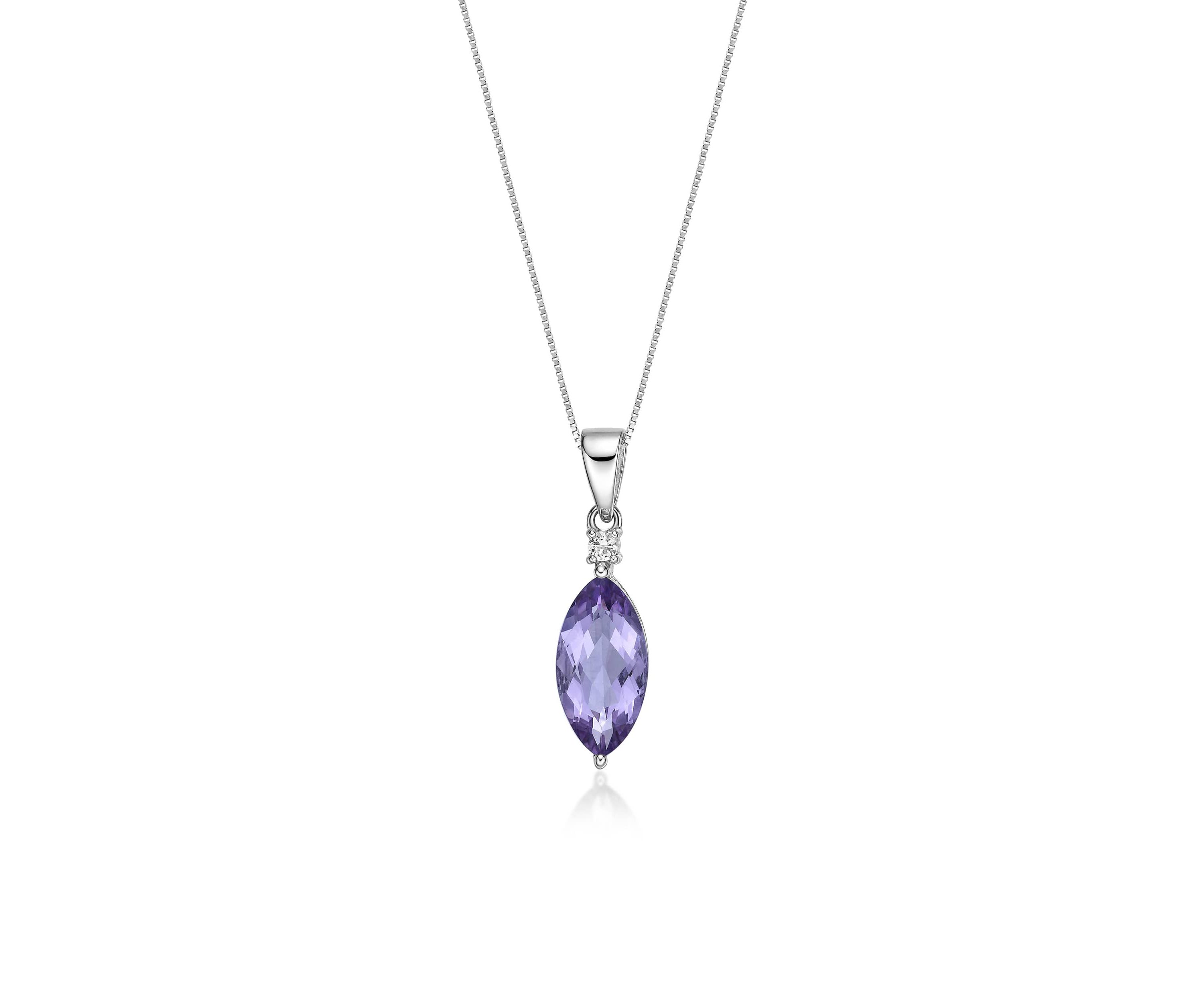 2 1/3 ct. t.w.Amethyst and Created White Sapphire Pendant Necklace in Sterling Silver