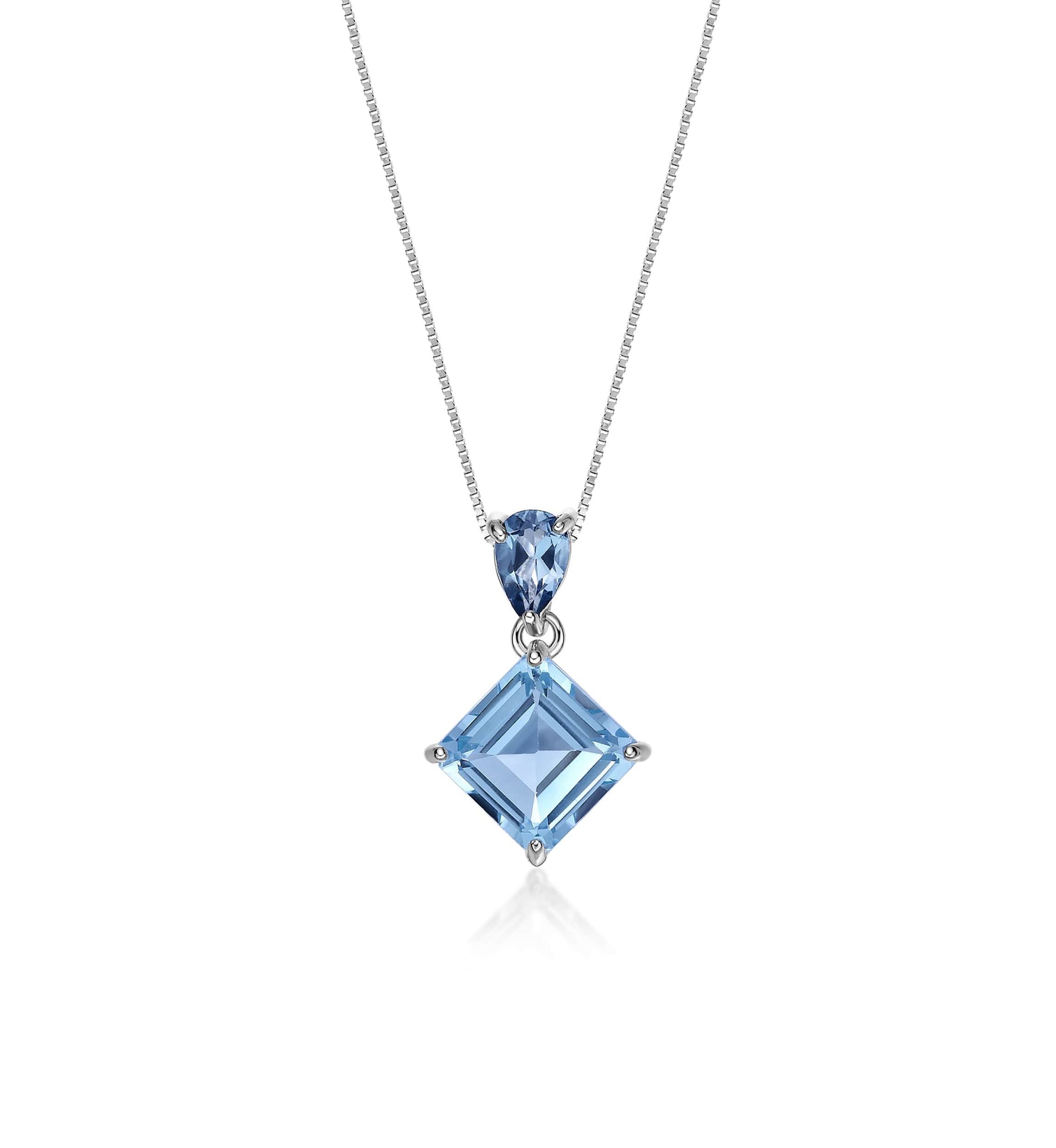 3 3/4 ct. t.w. Blue Topaz Pendant Necklace in Sterling Silver