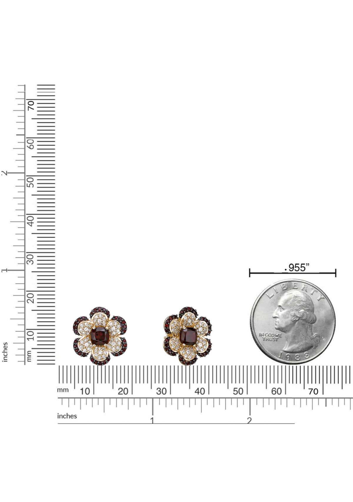 Garnet and White Topaz Earrings in 2 Micron Gold Plated Sterling Silver